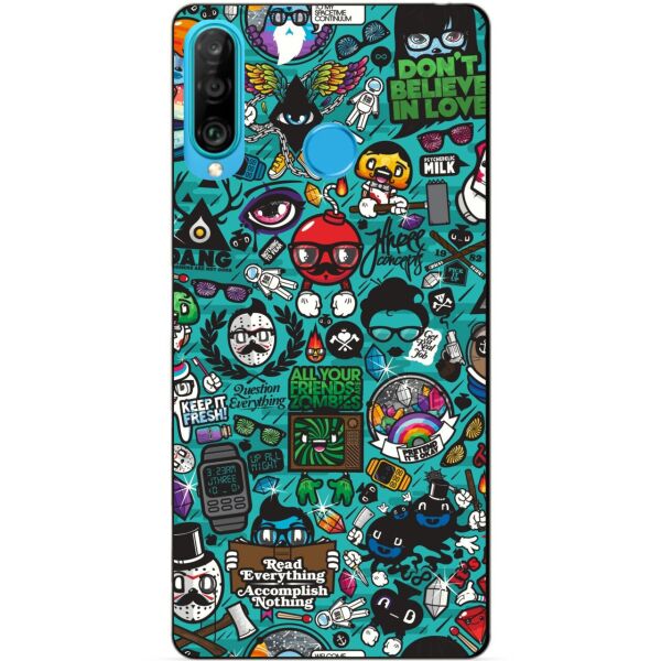 

Силиконовый бампер чехол Candy для Huawei P30 Lite с рисунком Стикеры