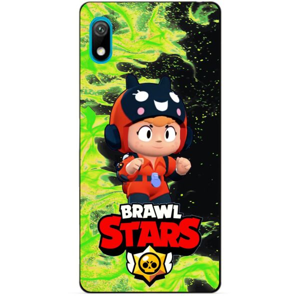 

Силиконовый бампер чехол Candy для Huawei Y5 2019 с Героем Brawl Stars Беа снайпер
