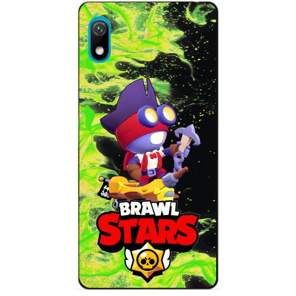 

Силиконовый бампер чехол Candy для Huawei Y5 2019 с Героем Brawl Stars Карл пират