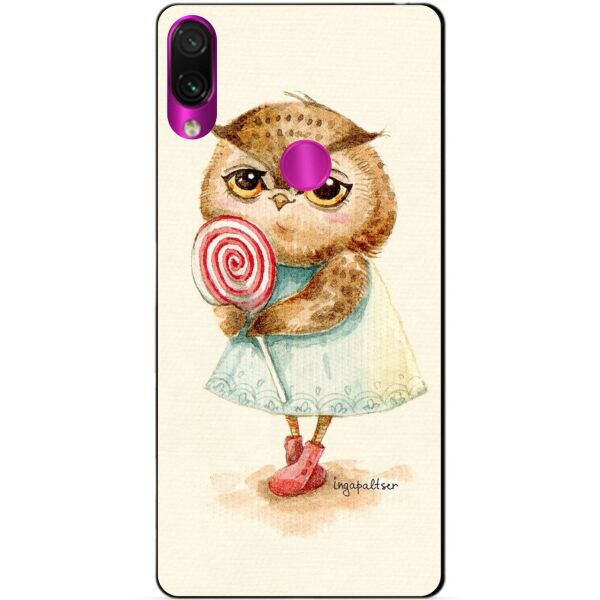 

Силиконовый бампер чехол Candy для Xiaomi Redmi Note 7 с рисунком Сова с леденцом