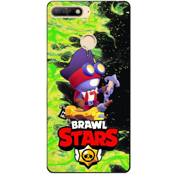 

Силиконовый бампер чехол Candy для Huawei Y6 Prime 2018 с Героем Brawl Stars Карл пират