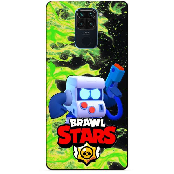 

Силиконовый бампер чехол Candy для Xiaomi Redmi Note 9 с Героем Brawl Stars 8-Бит