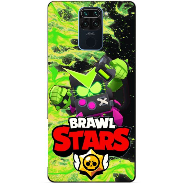 

Силиконовый бампер чехол Candy для Xiaomi Redmi Note 9 с Героем Brawl Stars Вирус Бит