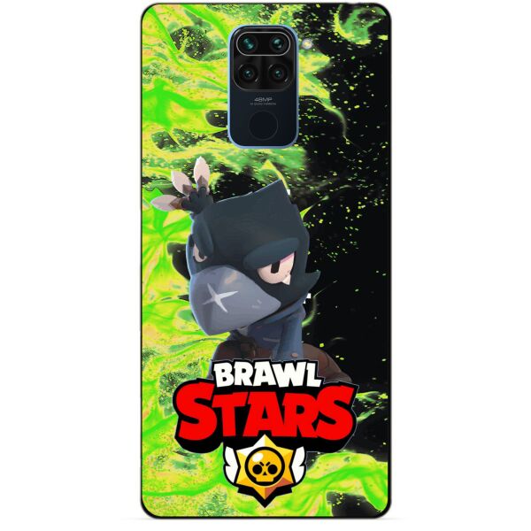 

Силиконовый бампер чехол Candy для Xiaomi Redmi Note 9 с Героем Brawl Stars Ворон