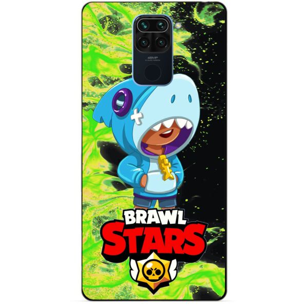 

Силиконовый бампер чехол Candy для Xiaomi Redmi Note 9 с Героем Brawl Stars Леон акула