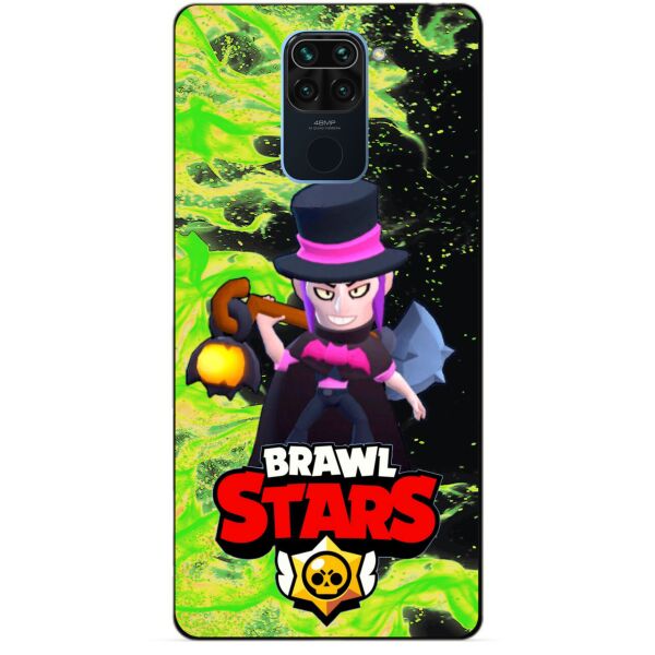 

Силиконовый бампер чехол Candy для Xiaomi Redmi Note 9 с Героем Brawl Stars Мортис