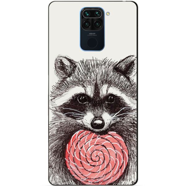 

Силиконовый бампер чехол Candy для Xiaomi Redmi Note 9 с рисунком Енот