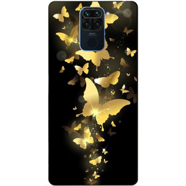 

Силиконовый бампер чехол Candy для Xiaomi Redmi Note 9 с рисунком Золотые бабочки