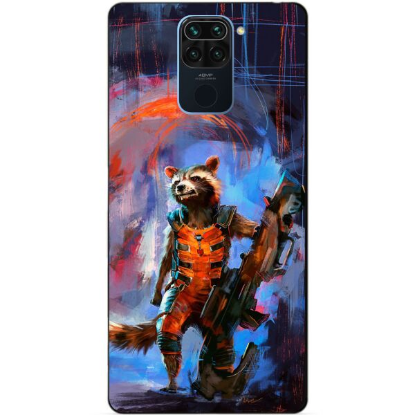 

Силиконовый бампер чехол Candy для Xiaomi Redmi Note 9 с рисунком Реактивный енот