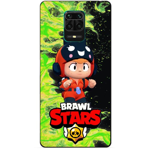 

Силиконовый бампер чехол Candy для Xiaomi Redmi Note 9s/Note 9 Pro с Героем Brawl Stars Беа снайпер
