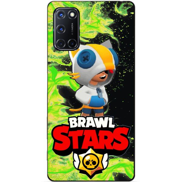 

Силиконовый чехол бампер Candy для Oppo A52 с Героем Brawl Stars Леон кот