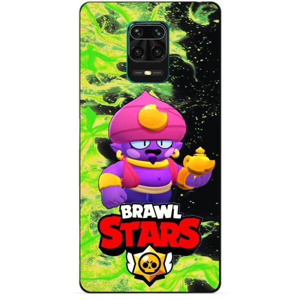

Силиконовый бампер чехол Candy для Xiaomi Redmi Note 9s/Note 9 Pro с Героем Brawl Stars Джин