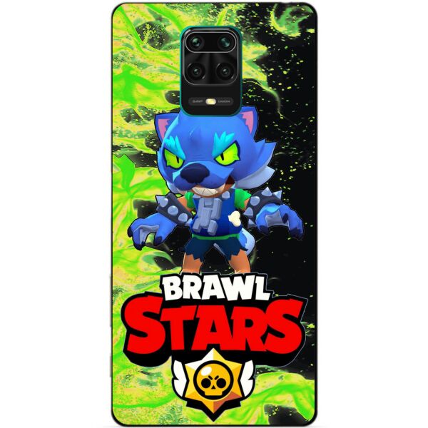 

Силиконовый бампер чехол Candy для Xiaomi Redmi Note 9s/Note 9 Pro с Героем Brawl Stars Леон оборотень
