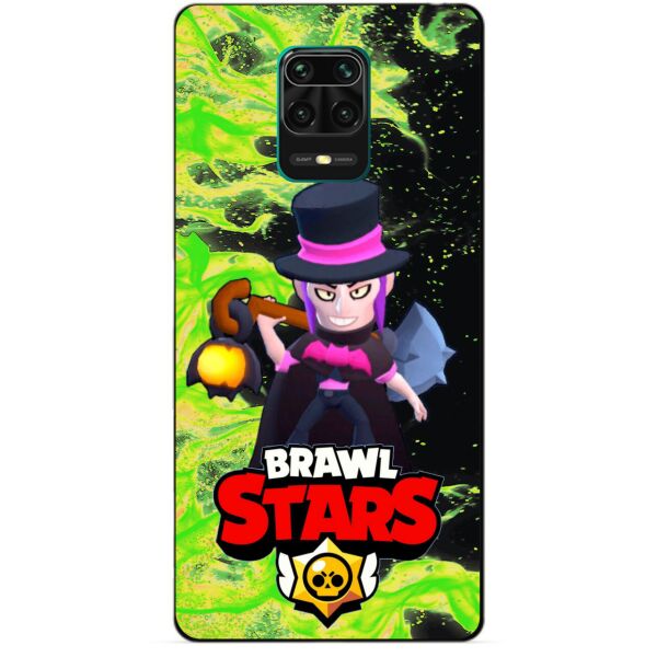 

Силиконовый бампер чехол Candy для Xiaomi Redmi Note 9s/Note 9 Pro с Героем Brawl Stars Мортис