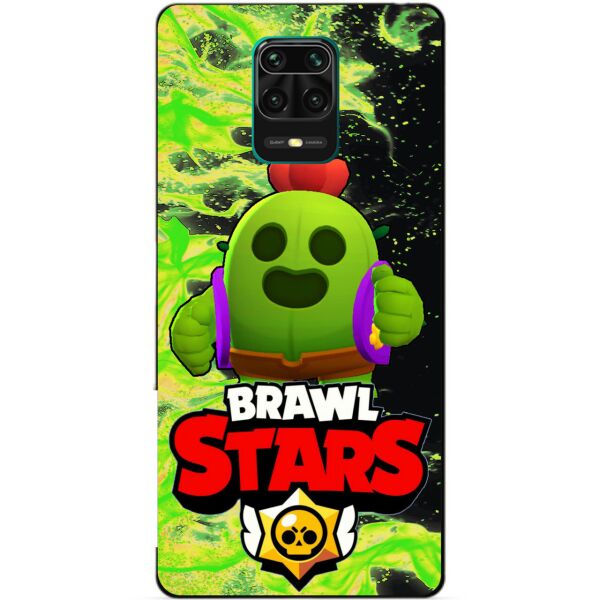 

Силиконовый бампер чехол Candy для Xiaomi Redmi Note 9s/Note 9 Pro с Героем Brawl Stars Спайк