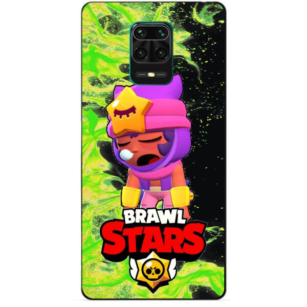 

Силиконовый бампер чехол Candy для Xiaomi Redmi Note 9s/Note 9 Pro с Героем Brawl Stars Сэнди