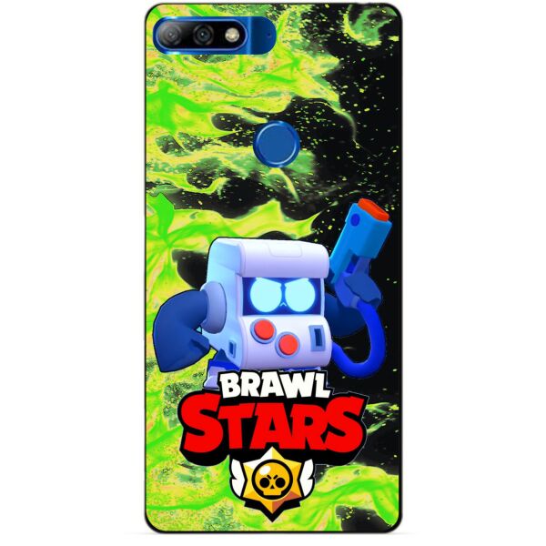 

Силиконовый бампер чехол Candy для Huawei Y7 2018 с героем Brawl Stars 8-Бит