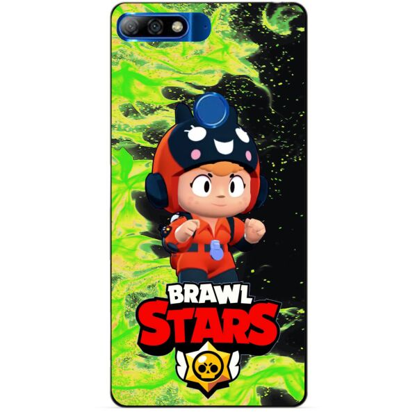 

Силиконовый бампер чехол Candy для Huawei Y7 2018 с героем Brawl Stars Беа снайпер
