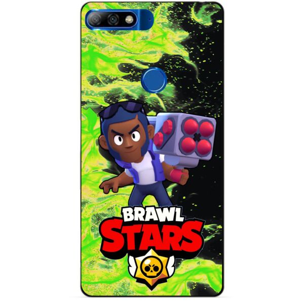 

Силиконовый бампер чехол Candy для Huawei Y7 2018 с героем Brawl Stars Брок