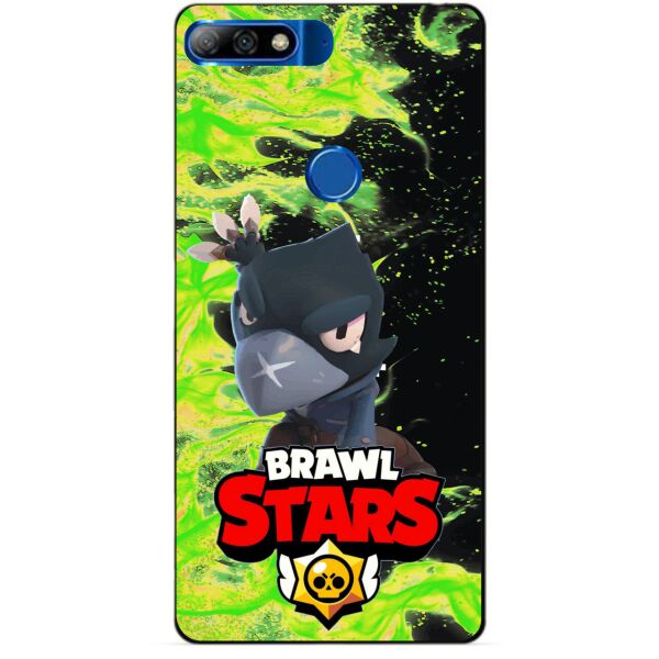 

Силиконовый бампер чехол Candy для Huawei Y7 2018 с героем Brawl Stars Ворон