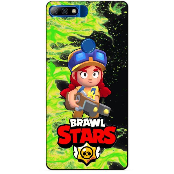 

Силиконовый бампер чехол Candy для Huawei Y7 2018 с героем Brawl Stars Джесси