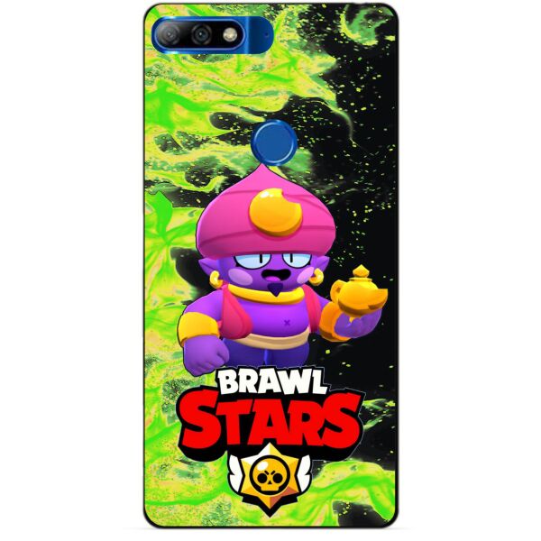 

Силиконовый бампер чехол Candy для Huawei Y7 2018 с героем Brawl Stars Джин