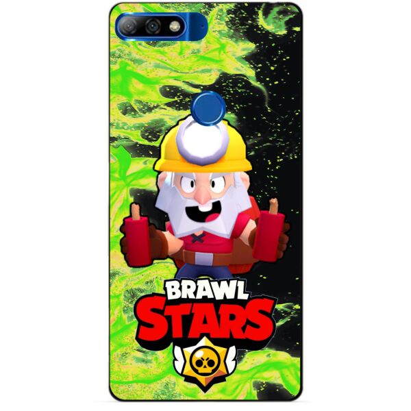 

Силиконовый бампер чехол Candy для Huawei Y7 2018 с героем Brawl Stars Динамайк