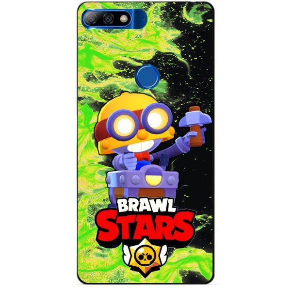 

Силиконовый бампер чехол Candy для Huawei Y7 2018 с героем Brawl Stars Карл