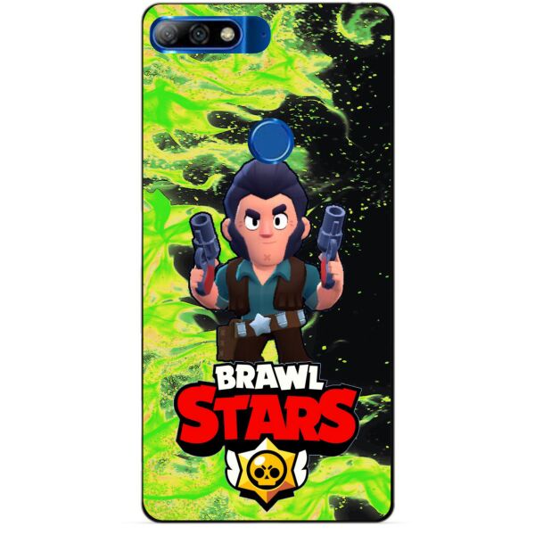 

Силиконовый бампер чехол Candy для Huawei Y7 2018 с героем Brawl Stars Кольт