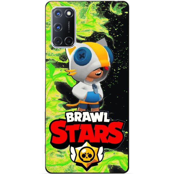 

Силиконовый чехол бампер Candy для Oppo A72 с Героем Brawl Stars Леон кот
