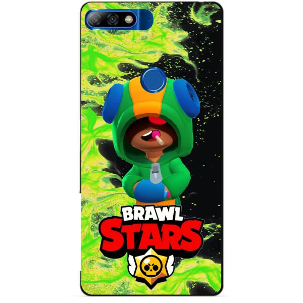 

Силиконовый бампер чехол Candy для Huawei Y7 2018 с героем Brawl Stars Леон