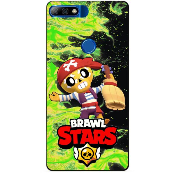 

Силиконовый бампер чехол Candy для Huawei Y7 2018 с героем Brawl Stars Поко пират