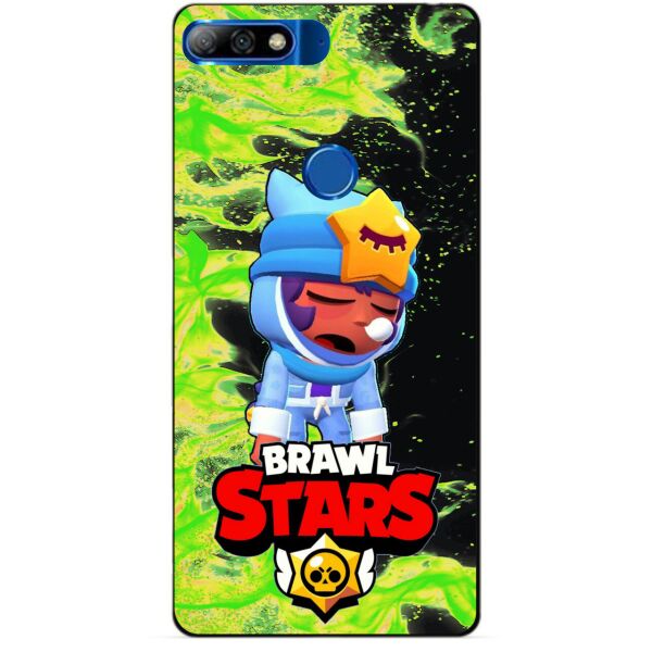 

Силиконовый бампер чехол Candy для Huawei Y7 2018 с героем Brawl Stars Сонный Сэнди