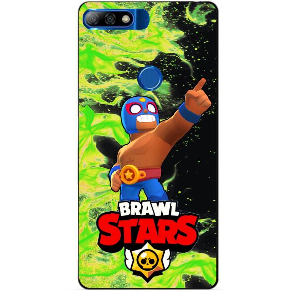

Силиконовый бампер чехол Candy для Huawei Y7 2018 с героем Brawl Stars Эль Примо