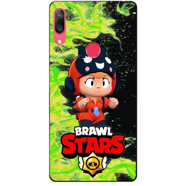 

Силиконовый бампер чехол Candy для Huawei Y7 2019 с Героем Brawl Stars Беа снайпер