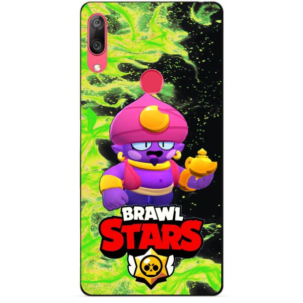 

Силиконовый бампер чехол Candy для Huawei Y7 2019 с Героем Brawl Stars Джин