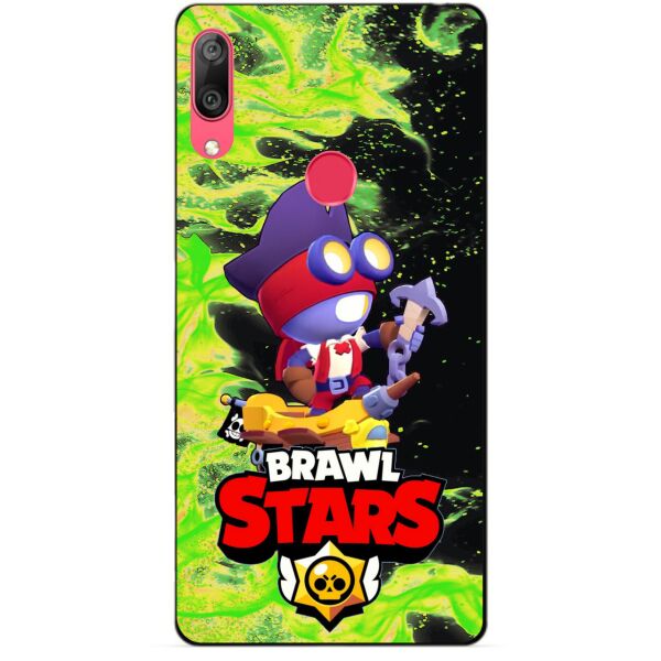 

Силиконовый бампер чехол Candy для Huawei Y7 2019 с Героем Brawl Stars Карл пират