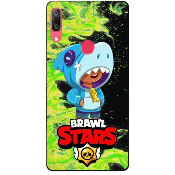 

Силиконовый бампер чехол Candy для Huawei Y7 2019 с Героем Brawl Stars Леон акула