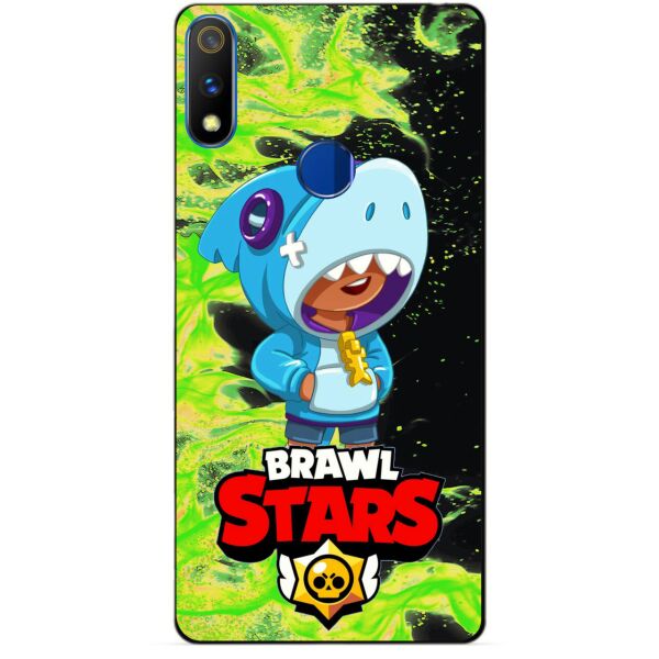 

Силиконовый чехол бампер Candy для Realme 3 Pro с Героем Brawl Stars Леон акула
