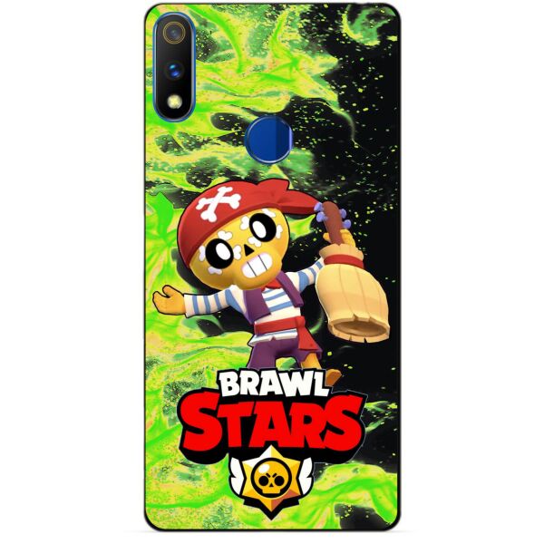 

Силиконовый чехол бампер Candy для Realme 3 Pro с Героем Brawl Stars Поко пират