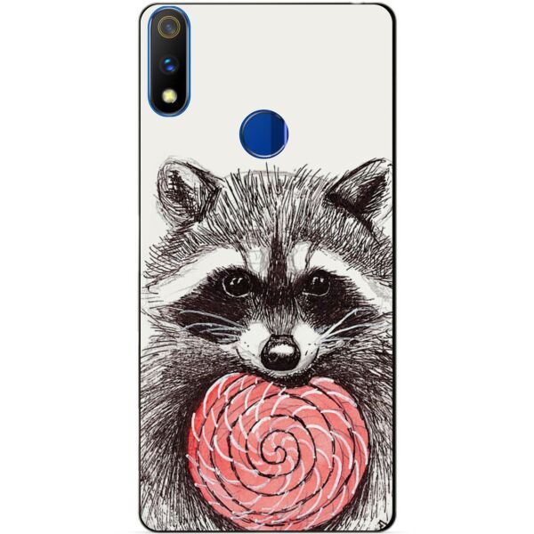 

Силиконовый чехол бампер Candy для Realme 3 Pro с рисунком Енот