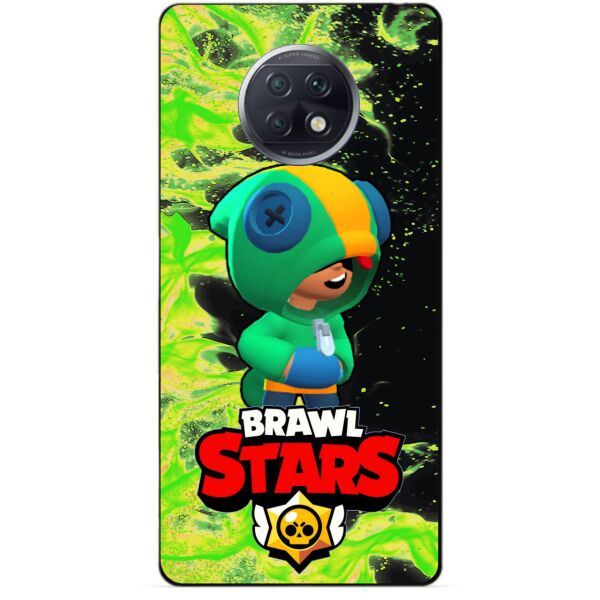

Силиконовый бампер чехол Candy для Xiaomi Redmi Note 9t с Героем Бравл Старс Леон Бравл