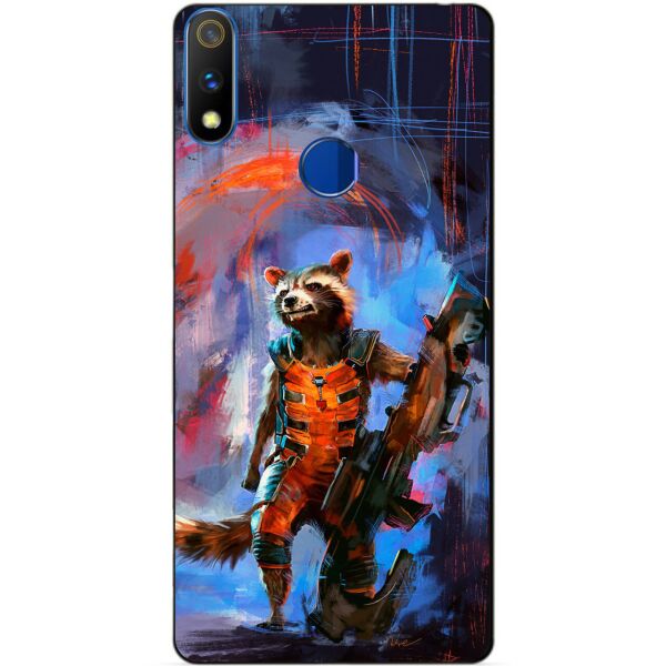 

Силиконовый чехол бампер Candy для Realme 3 Pro с рисунком Реактивный енот