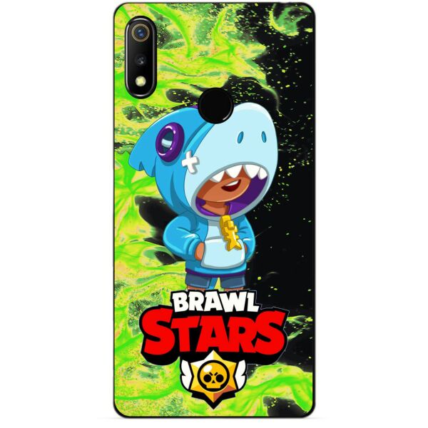 

Силиконовый чехол бампер Candy для Realme 3 с Героем Brawl Stars Леон акула