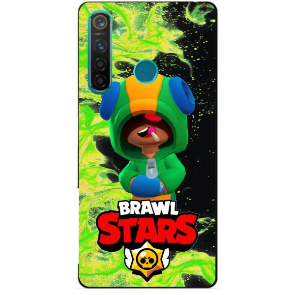 

Силиконовый чехол бампер Candy для Realme 5 Pro с Героем Brawl Stars Леон
