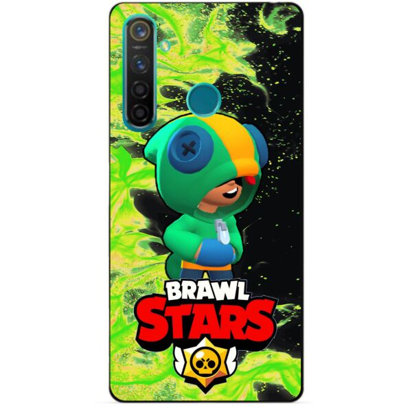 

Силиконовый чехол бампер Candy для Realme 5 Pro с Героем Brawl Stars Леон Бравл