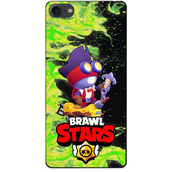 

Силиконовый бампер чехол Candy для Iphone 7 с Героем Brawl Stars Карл пират