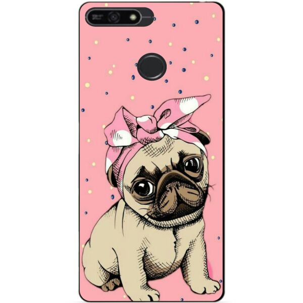 

Чехол силиконовый бампер Candy для Huawei Honor 7a Pro с рисунком Мопс в косынке