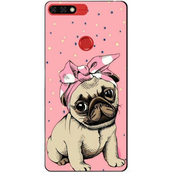 

Чехол силиконовый бампер Candy для Huawei Honor 7c Pro с рисунком Мопс в косынке