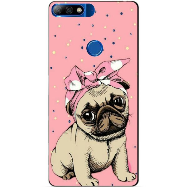 

Чехол силиконовый бампер Candy для Huawei Y7 Prime 2018 с рисунком Мопс в косынке
